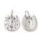 Rack Plating Brass with Cubic Zirconia Pendants, Long-Lasting Plated, Lead Free & Cadmium Free, Stirrup Charm, Platinum, 10x10x2mm