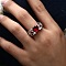 Heart Alloy Finger Rings for Couple, with Cubic Zirconia, Platinum, US Size 9(18.9mm)