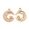 Brass Micro Pave Cubic Zirconia Charms, Star & Moon Charms, Cadmium Free & Nickel Free & Lead Free, Light Gold, Clear, 15x12x2.5mm, Hole: 1.4mm