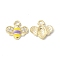Golden Plated Alloy Enamel Charms, with Rhinestone, Bee Charm, Medium Purple, 12.5x14.5x2.5mm, Hole: 1.8mm