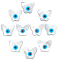 10Pcs Natural White Shell Mother of Pearl Shell Beads, Pearlized, Butterfly with Evil Eye, 10x12x2mm, Hole: 0.5mm