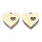 201 Stainless Steel Pendants, Laser Cut, Heart, Golden, 12x12x1mm, Hole: 1.4mm