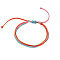 Multi-strand Fibre Wax Threads Braided Bracelet, Adjustable Cord Bracelet, Orange Red