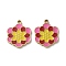 Ion Plating(IP) 304 Stainless Steel Pendants, with Enamel, Flower Charm, Golden, 17x14x1.5mm, Hole: 1.6mm