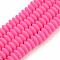 Handmade Polymer Clay Beads Strands, Flat Round, Deep Pink, 8.5~9x3.5mm, Hole: 1.6mm, about 112pcs/strand, 15.75 inch~16.14 inch(40~41cm)