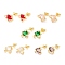 Brass Micro Pave Cubic Zirconia Stud Earring, Real 18K Gold Plated, Heart, Mixed Color, 7x10mm, Pin: 1mm