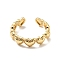 Heart Wrap Open Cuff Ring, Rack Plating Brass Jewelry for Women, Cadmium Free & Lead Free, Real 18K Gold Plated, US Size 6 1/4(16.7mm)
