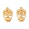 201 Stainless Steel Pendants, Manual Polishing, Sugar Skull, For Mexico Holiday Day of the Dead PVD Vacuum Plating , Real 18K Gold Plated, 17x10.5x1.5mm, Hole: 1.2mm