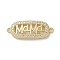 Mother's Day Brass Micro Pave Clear Cubic Zirconia Links, Cadmium Free & Lead Free, Rectangle Connector Charms with Word Ma Ma, Real 16K Gold Plated, 10.5x27.5x3mm, Hole: 1.4mm