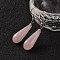 Teardrop Platinum Tone Brass Natural Rose Quartz Dangle Earrings, 47mm, Pin: 0.7mm