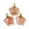 Natural Sunstone Pendants, with Rack Plating Brass Findings, Star, 18x15x6mm, Hole: 2mm