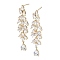 Teardrop Brass Micro Pave Cubic Zirconia Dangle Stud Earrings, Long-Lasting Plated, Golden, 62.5x16mm