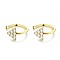 Brass Micro Pave Clear Cubic Zirconia Cuff Earrings, Triangle, Golden, 12mm
