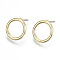 Alloy Stud Earrings, with Steel Pins, Cadmium Free & Nickel Free & Lead Free, Ring, Light Gold, 15x14.5mm, Pin: 0.7mm