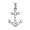 304 Stainless Steel Micro Pave Cubic Zirconia Pendants, Anchor Charm, Stainless Steel Color, 22x15.5x2.5mm, Hole: 3x6mm