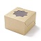 Cardboard Box, with PET Star Visual Window, Sqaure, BurlyWood, Finished Product: 10.1x10.1x6.5cm; Unfold: 36x23x0.05cm