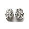 Brass Micro Pave Green Cubic Zirconia Beads, Cadmium Free & Nickel Free & Lead Free, Hollow Barrel, Real Platinum Plated, 10x8.5mm, Hole: 1.4mm