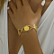 Fashionable Brass Double Layer Coin Ladies Bracelets, Real 18K Gold Plated, 5-1/2 inch(14cm)