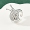 Brass Micro Pave Clear Cubic Zirconia Cuff Rings, Cadmium Free & Lead Free, Snail, Platinum, 22.5mm
