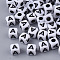 White Opaque Acrylic Beads, Horizontal Hole, Cube with Black Alphabet, Letter.A, 4~5x4~5x4~5mm, Hole: 1.8mm, about 640~650pcs/50g