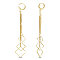 Brass Hoop Earrings, with Snake Chains, Rhombus, Real 18K Gold Plated, 95mm
