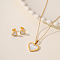 Sweet and Simple 201 Stainless Steel Shell Heart Pendant Necklace & Stud Earrings Set for Couples, White