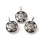 Natural Tiger Eye Pendants, with Rack Plating Brass Findings, Cadmium Free & Lead Free, Flat Round with Star Charms, 32~32.5x27.5~28x7mm, Hole: 8.5x5mm