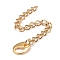 304 Stainless Steel Chain Extender, Curb Chain, with 202 Stainless Steel Charms, Golden, 61mm, Link: 3.7x3x0.5mm, Charm: 7.6x6x0.6mm