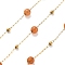 Natural Red Aventurine & 304 Stainless Steel Beads Link Chains, with 316 Stainless Steel Chains, Ion Plating(IP), Soldered, Round, with Spool, 4.5mm