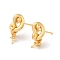 Brass Stud Earring Findings, with 925 Sterling Silver Pins, for Half Drilled Beads, Cadmium Free & Nickel Free & Lead Free, Real 18K Gold Plated, 16.5mm, Pin: 12x0.8mm and 0.6mm(for Half Drilled Beads)