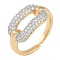 Oval Brass Micro Pave Clear Cubic Zirconia Finger Ring, for Women, Cadmium Free & Lead Free, Real 18K Gold Plated, 10.5mm, Adjustable
