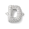 Brass Micro Pave Cubic Zirconia Letter Links, for Personalized Name Necklace Making, Long-Lasting Plated, Cadmium Free & Lead Free, Letter D, 15x16x4mm, Hole: 1.5mm