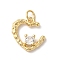 Rack Plating Brass Clear Cubic Zirconia Pendants, with Jump Ring, Long-Lasting Plated, Lead Free & Cadmium Free, Half Heart, Real 18K Gold Plated, 19x15x3mm, Hole: 3mm