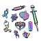 Rainbow Color Alloy Pendants, Cadmium Free & Nickel Free & Lead Free, Hospital Theme Mixed Shapes, 30x8.5x3mm, Hole: 1.8mm, 10pcs/set