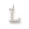 304 Stainless Steel Micro Pave Cubic Zirconia Pendants, Letter A~Z Charms, Letter L, 12.5x8x2mm, Hole: 2mm