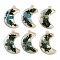 Epoxy Resin Pendants, Cadmium Free & Lead Free, Inner Flower, Moon, 32x21x3mm, Hole: 1.8mm