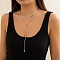 Brass Flat Snake Chains Lariat Necklaces, Double Layer Wrap Necklace, Platinum, 14.53 inch(369mm)