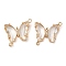 Brass Pave Faceted Glass Connector Charms, Cadmium Free & Nickel Free & Lead Free, Golden Tone Butterfly Links, Clear, 20x22x5mm, Hole: 1.2mm