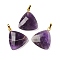 Natural Amethyst Pendants, with Brass Findings, Faceted, Triangle Charms, 23.5x21x6mm, Hole: 7x4mm