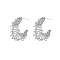 Non-Tarnish 304 Stainless Steel Wire Wrap Stud Earrings, Half Hoop Earrings, Stainless Steel Color, 30.2x12mm