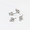 Brass Micro Pave Clear Cubic Zirconia Crown Head Pins, for Baroque Pearl Making, Platinum, 16x8mm