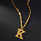 Brass Initial Pendant Necklaces, Golden, Letter K, 17.72 inch(45cm)
