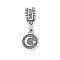 Rack Plating Brass European Dangle Charms, Flat Round with Moon Large Hole Pendants, Lead Free & Cadmium Free, Antique Silver, 24.5mm, Hole: 4.5mm