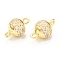 Brass Micro Pave Clear Cubic Zirconia Connector Charms, Cadmium Free & Nickel Free & Lead Free, Round Links, Real 18K Gold Plated, 12.5x7.5mm, Hole: 1.5mm