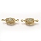 Brass Micro Pave Clear Cubic Zirconia Links Connectors, Long-Lasting Plated, Polygon & Word Love, Real 18K Gold Plated, 7x29x7mm, Hole: 2mm