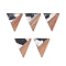 Pearlized Resin & Walnut Wood Pendants, Two Tone Geometric Charms, Triangle, 37x30.5x3mm, Hole: 2mm