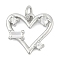 Brass Micro Pave Clear Cubic Zirconia Pendants, Heart Charms, Cadmium Free & Lead Free, Long-Lasting Plated, Rack Plating, with Jump Ring, Platinum, 13.5x15x2.5mm, Hole: 3mm