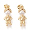 Brass Micro Pave Clear Cubic Zirconia Pendants, with Shell Pearl, Long-Lasting Plated, Boy, Real 18K Gold Plated, 19x8x6.5mm, Hole: 5x3.5mm