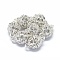 Rack Plating Alloy Magnetic Clasps with Loops, N45 Grade Strong Magnet, with Grade A Rhinestone, Long-Lasting Plated, Round, 925 Sterling Silver Plated, 15~16x10~11mm, Hole: 1.6mm