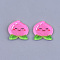 Plastic Cabochons, with Glitter Powder, Peach, Hot Pink, 22x21x2mm